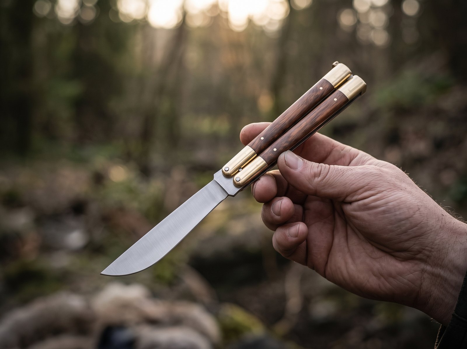 High Carbon Steel Filipino Balisongs Butterfly Brass with Chico Wood Inserts Black Mamba Knives World Class Knives | BMK-431 - Image 2