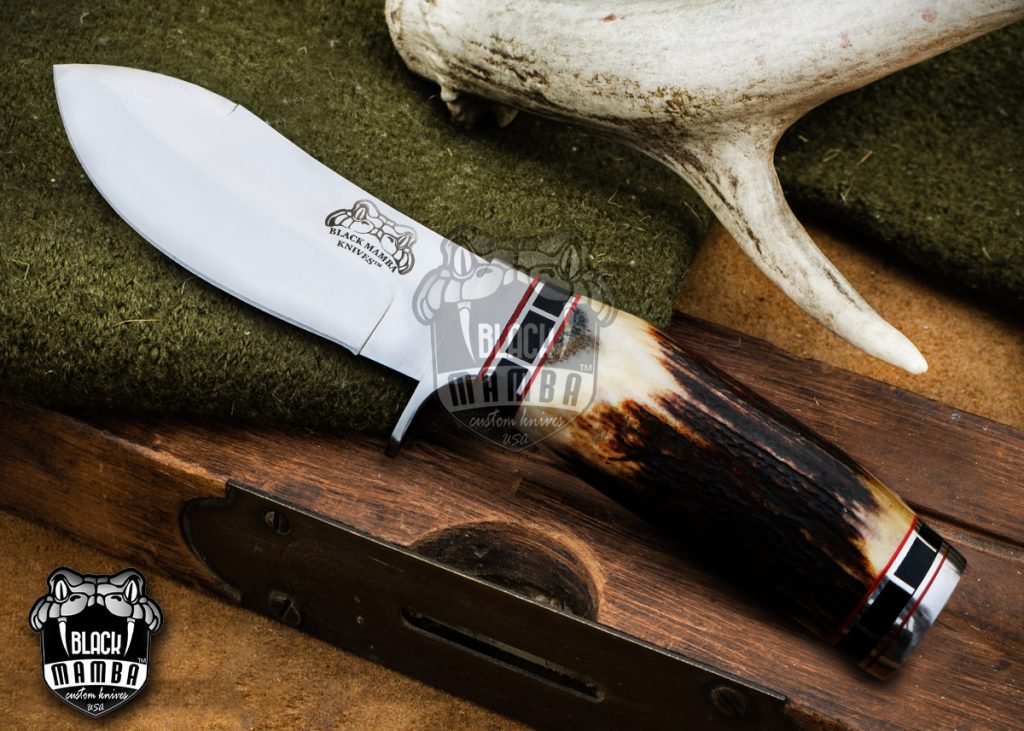 BMK-111-B-440c PERSIAN YUMA BLACK Knife 9" Long 4.5"Blade" 10.5oz Hunting Fixed Blade knife Damascus Steel Real turquoise Stag Handle Knife Black mamba Hand Made World Class knives USA Made - Image 2
