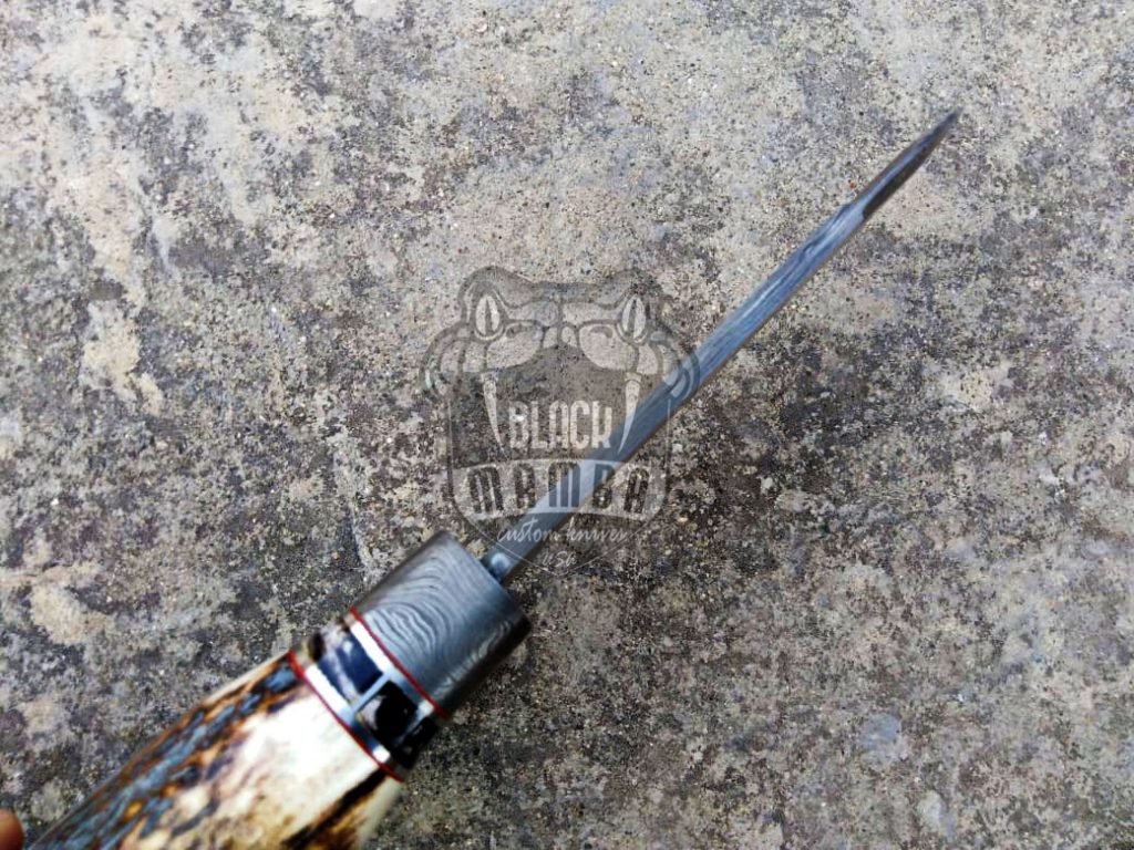 BMK-111-B PERSIAN YUMA BLACK Knife 9" Long 4.5"Blade" 10.5 oz Damascus Fixed Blade Hunting Knife Real Stag Handle Knife Black mamba Hand Made World Class knives USA Made - Image 3