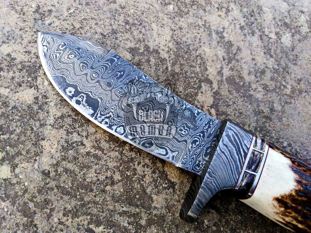 Persian Yuma Black - Damascus Hunting Knife, 9″ Overall, Stag Handle - view 6