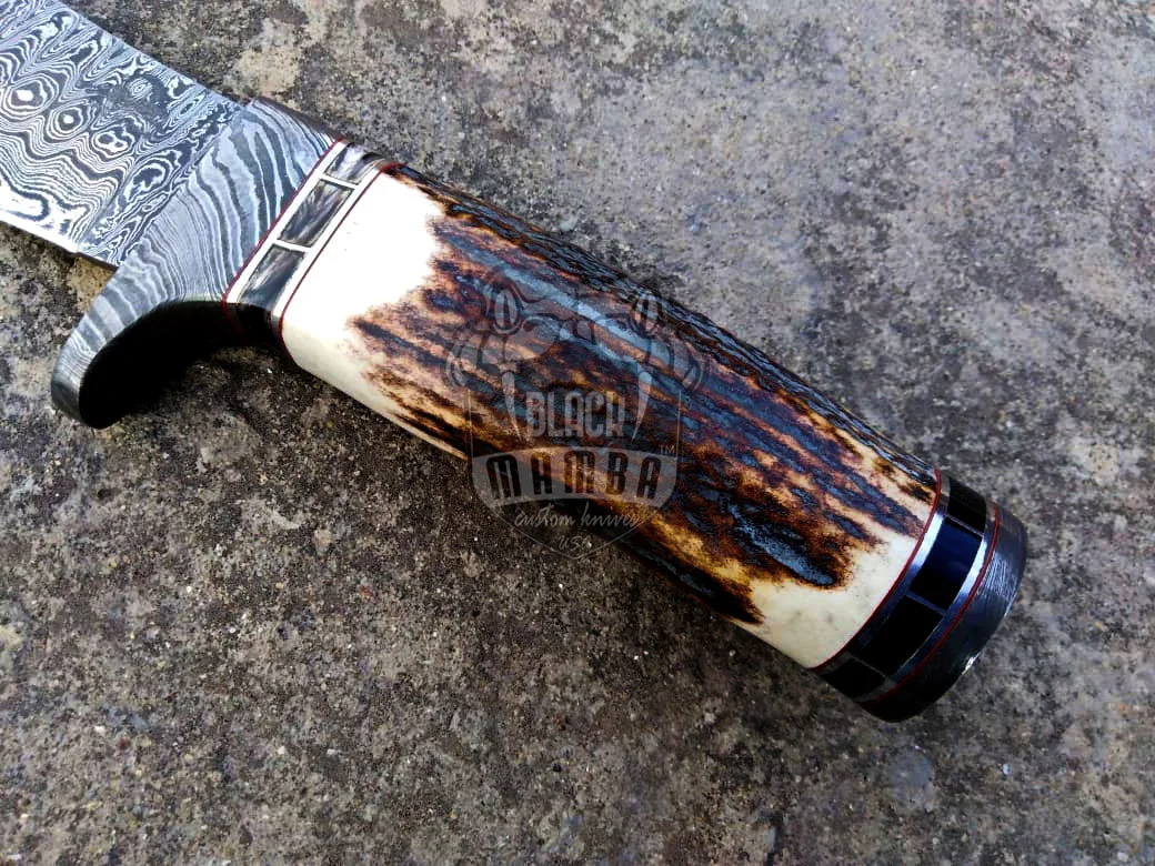 Persian Yuma Black - Damascus Hunting Knife, 9″ Overall, Stag Handle - view 5