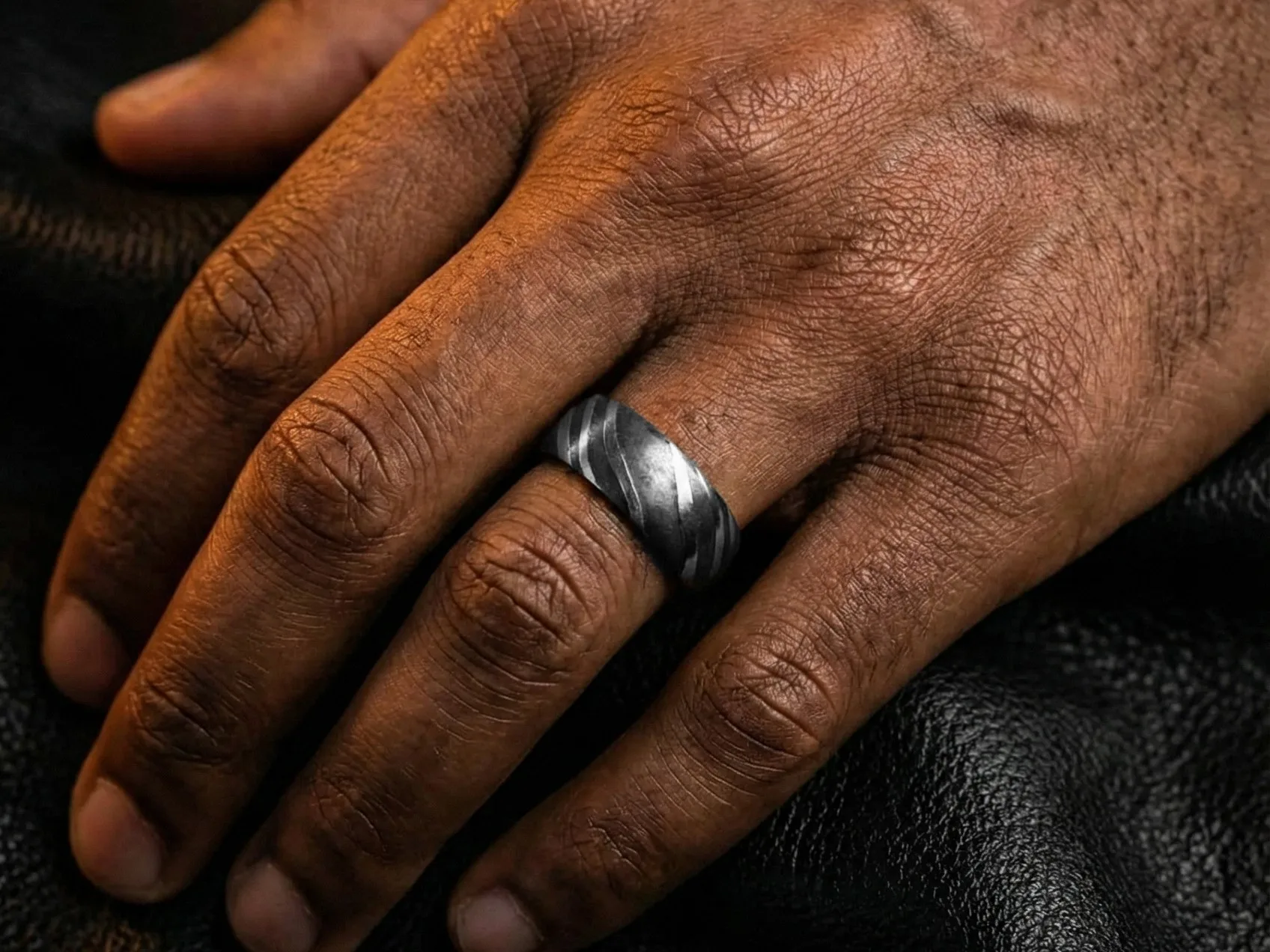 Arcturus - Handmade Damascus Steel Mens Ring - view 3