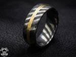 BMJ-04 Sirius Damascus Men Ring 12 US Size Handmade Stainless Steel Damascus,Brass Inlaid Ring