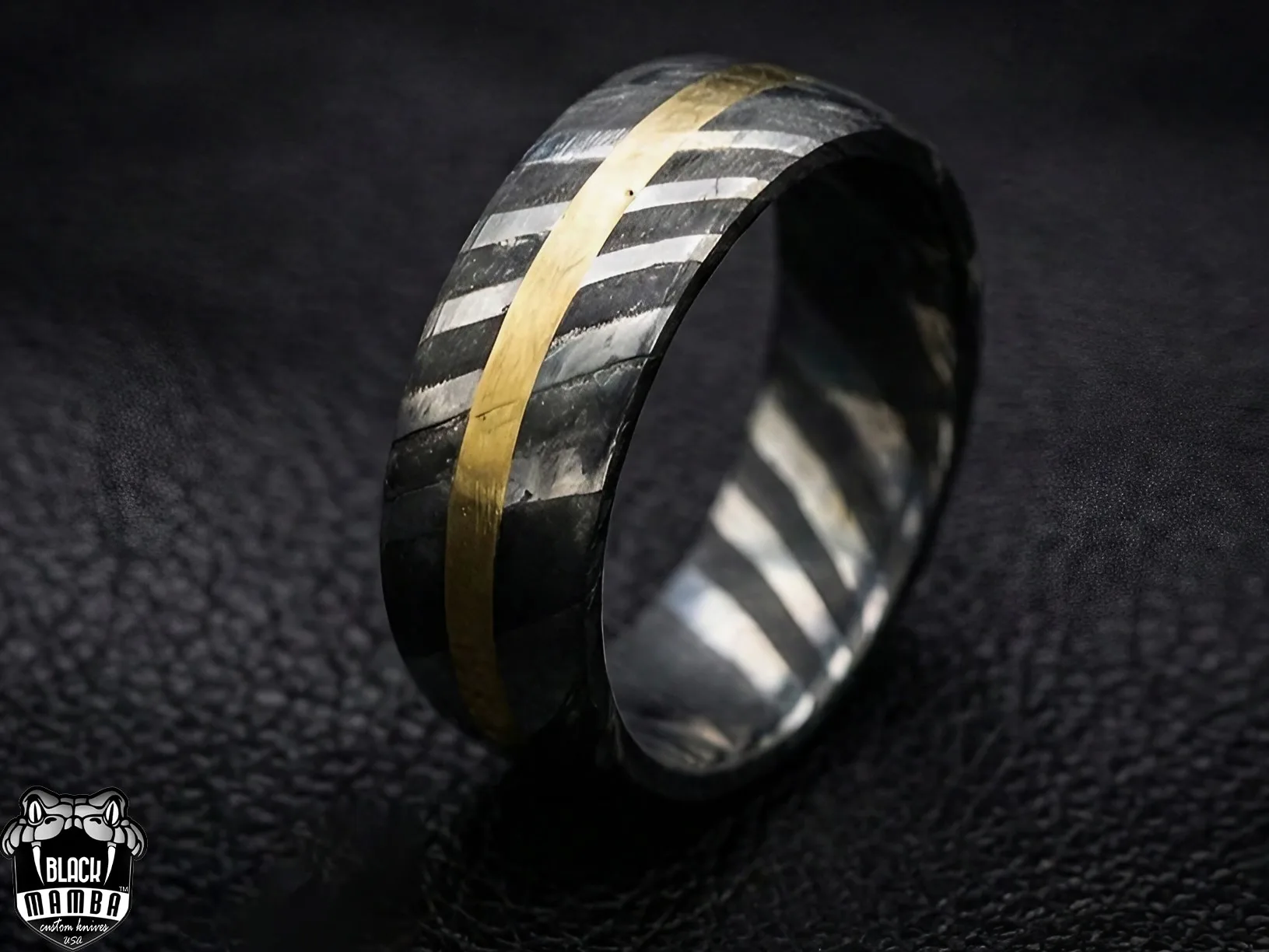 Sirius - Handmade Damascus Steel Mens Ring