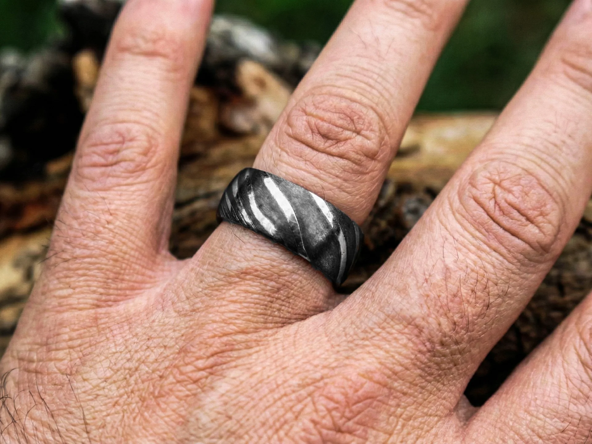 Arcturus - Handmade Damascus Steel Mens Ring - view 5
