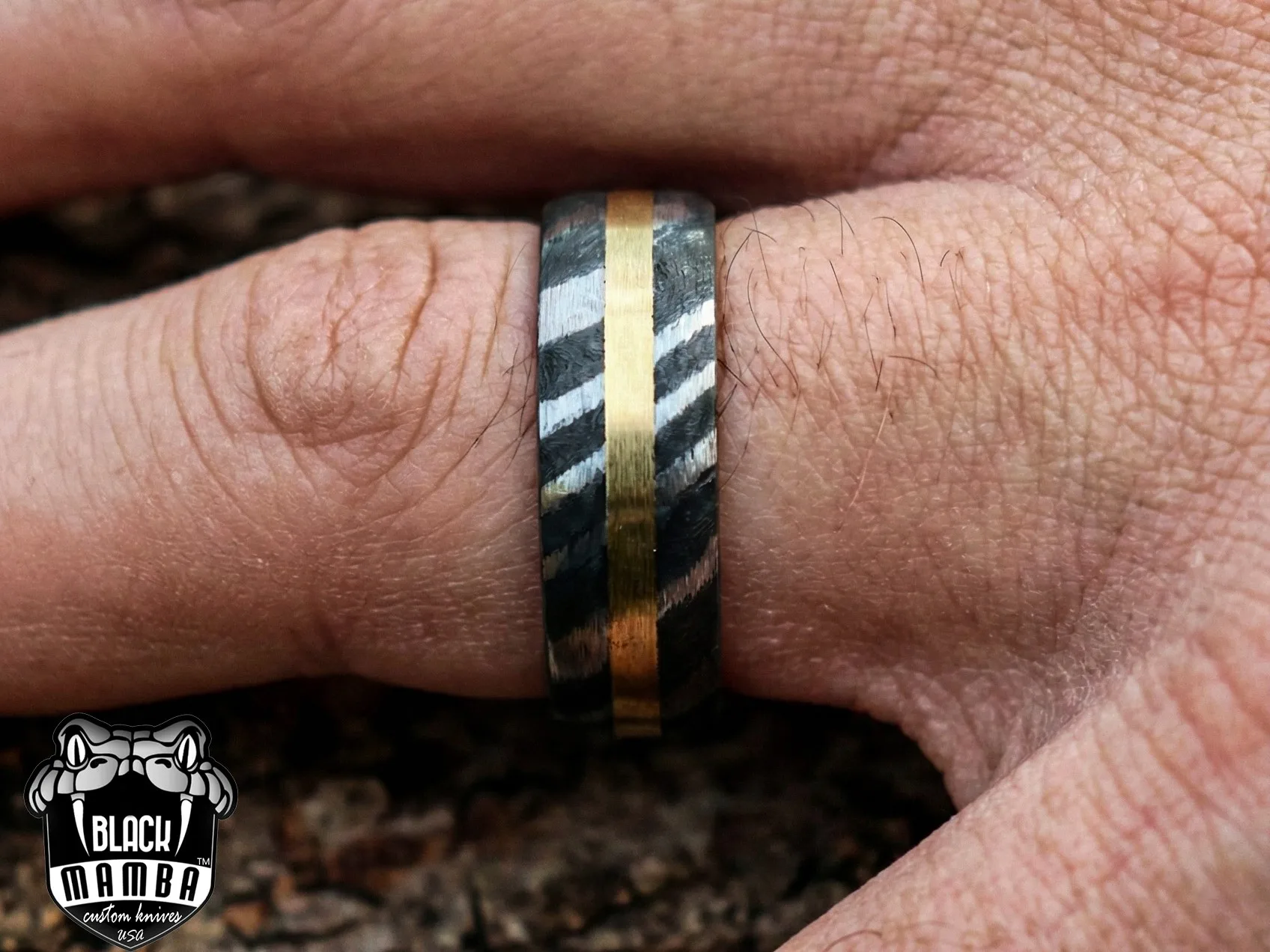 Sirius - Handmade Damascus Steel Mens Ring - view 5