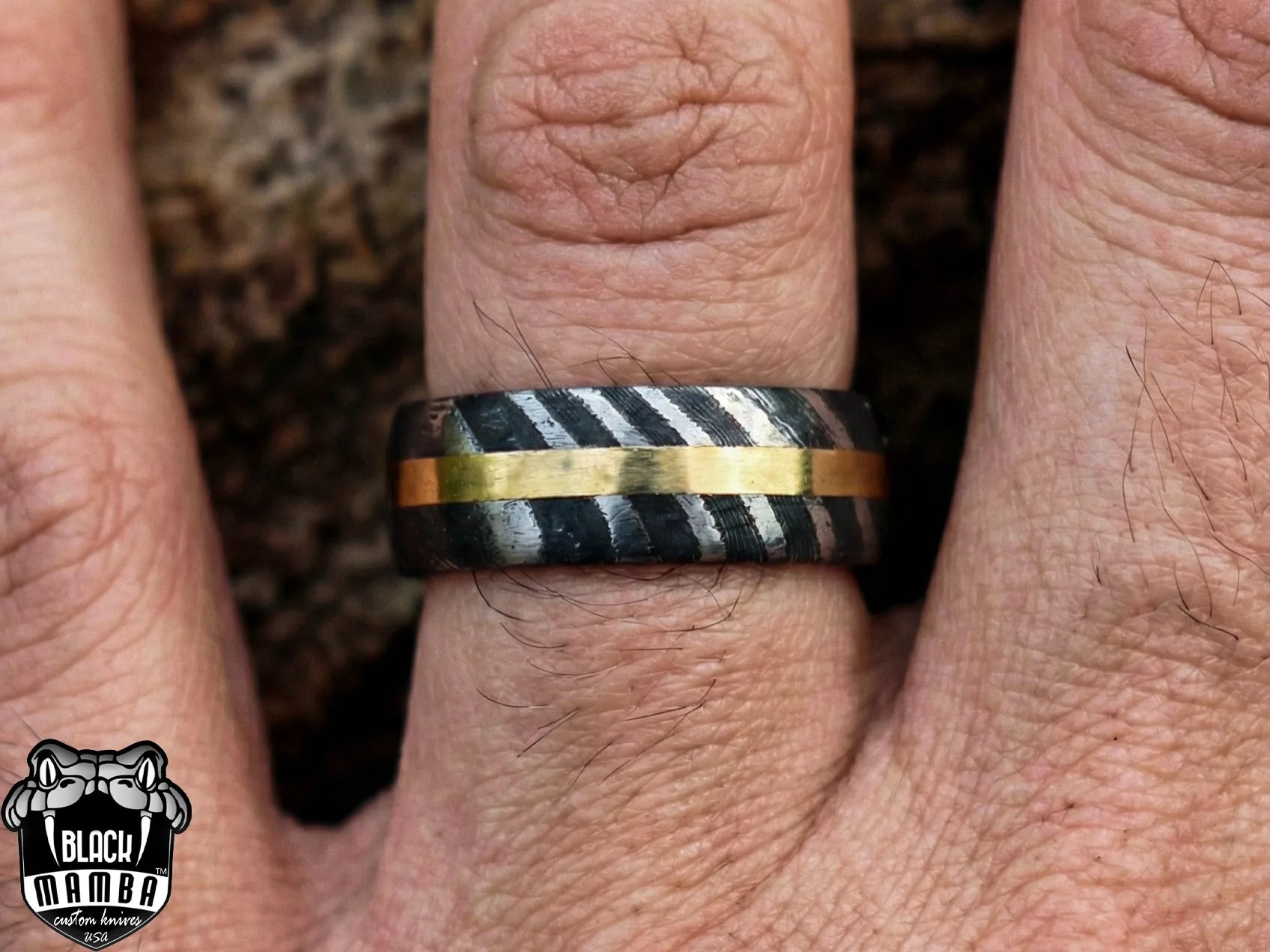 Sirius - Handmade Damascus Steel Mens Ring - view 6