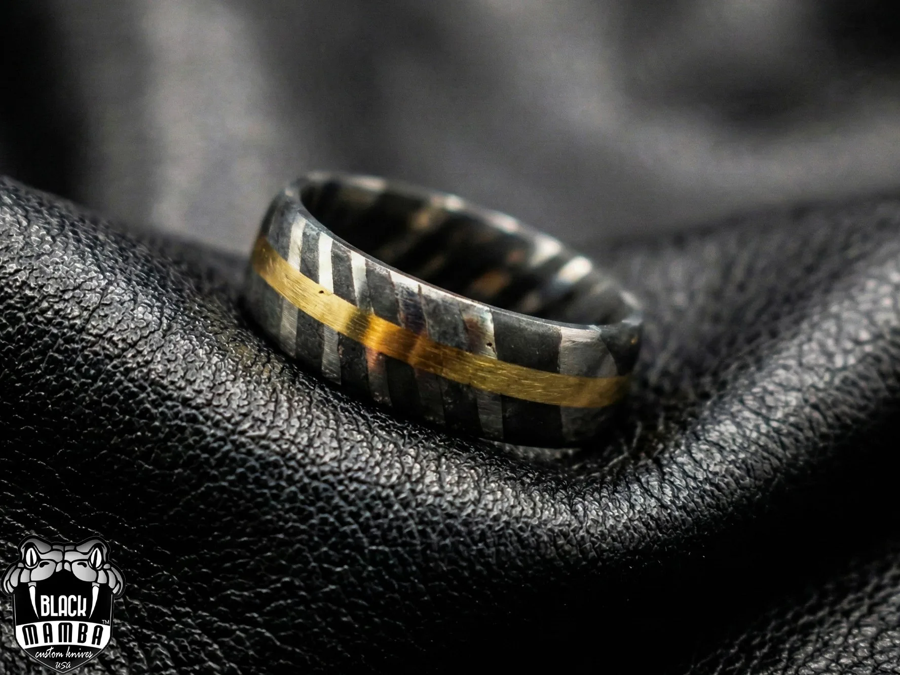 Sirius - Handmade Damascus Steel Mens Ring - view 7
