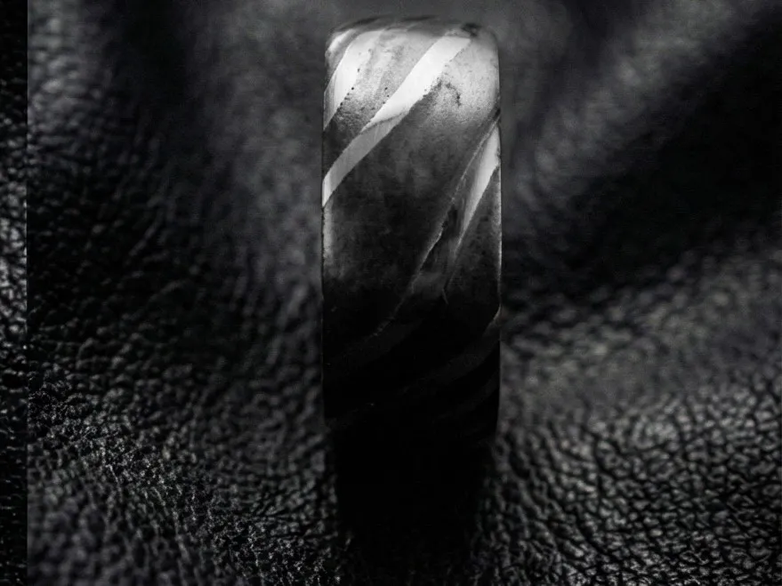 Arcturus Men Band Handmade Stainless Steel Damascus Ring | BMJ-02 - view 8