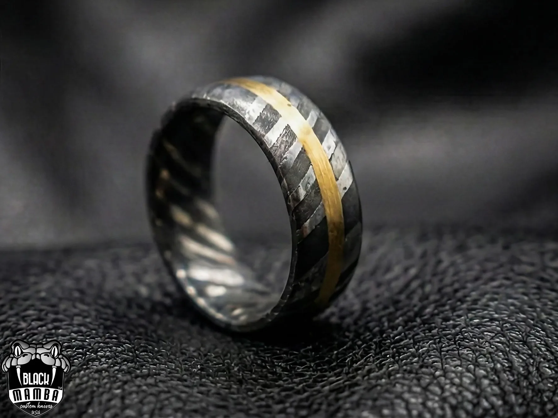 Sirius - Handmade Damascus Steel Mens Ring - view 9
