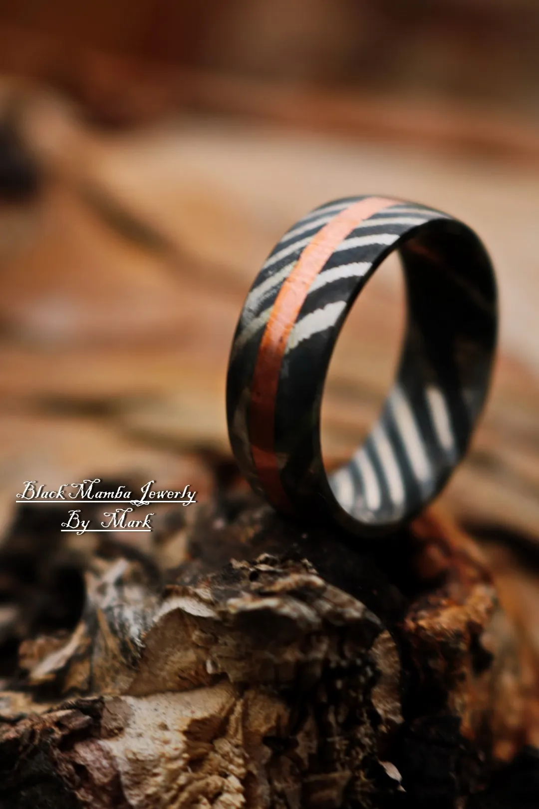 Aldebaran - Handmade Damascus Steel Mens Ring - view 2