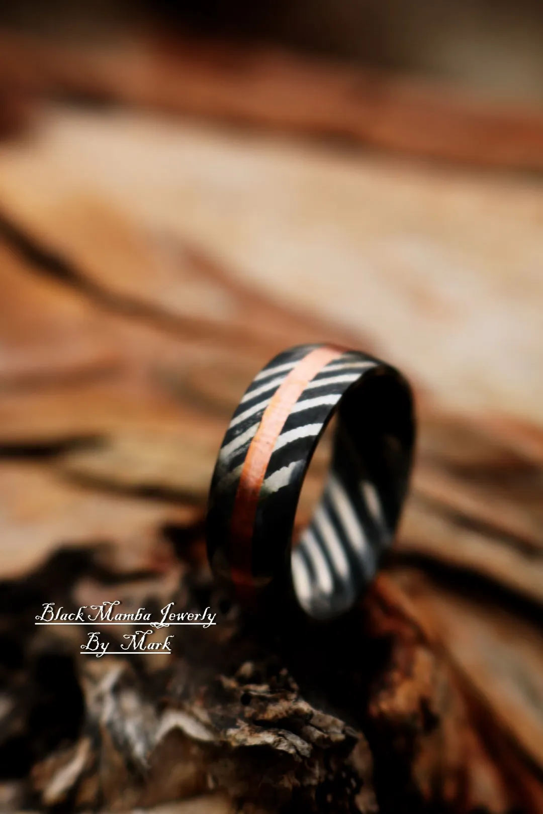 Aldebaran - Handmade Damascus Steel Mens Ring - view 3