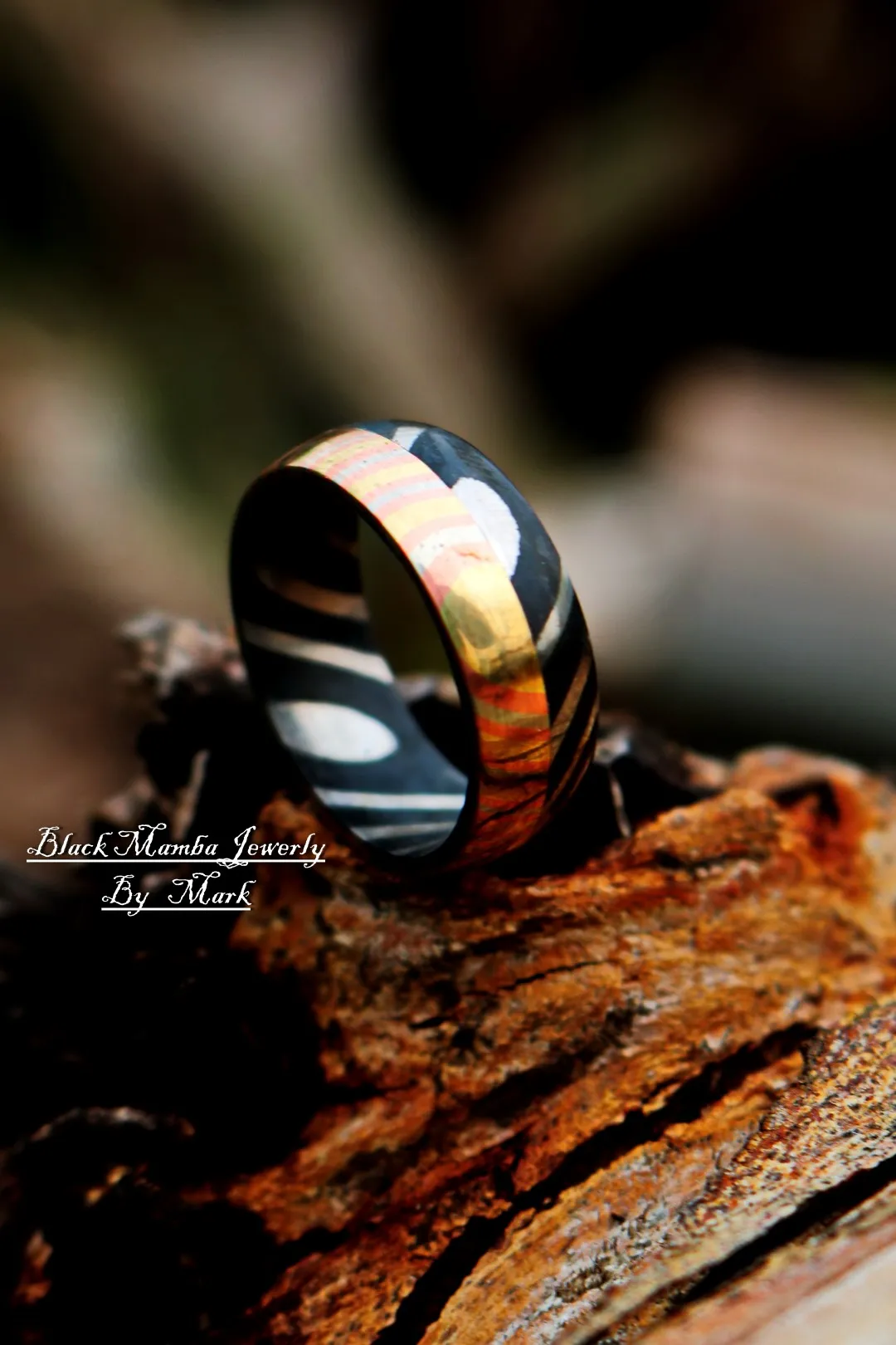 Betelgeuse - Handmade Damascus Steel Mens Ring - view 2