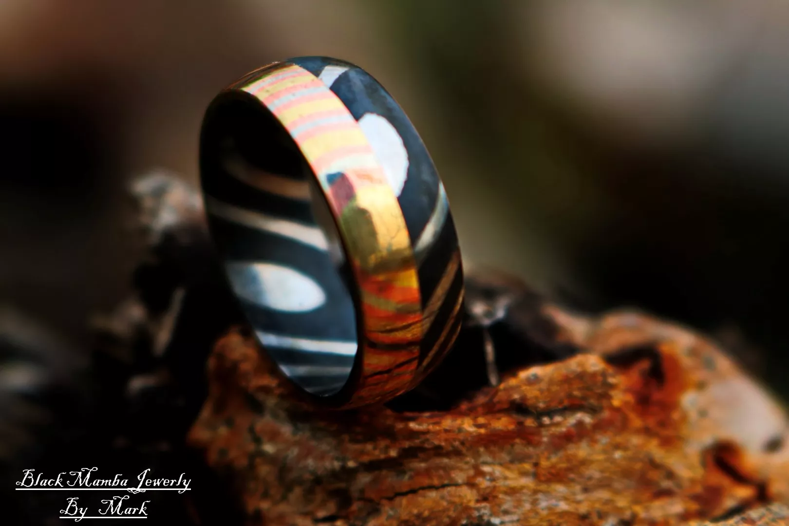 Betelgeuse - Handmade Damascus Steel Mens Ring