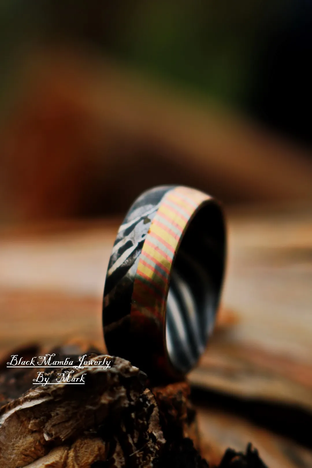 Betelgeuse - Handmade Damascus Steel Mens Ring - view 5