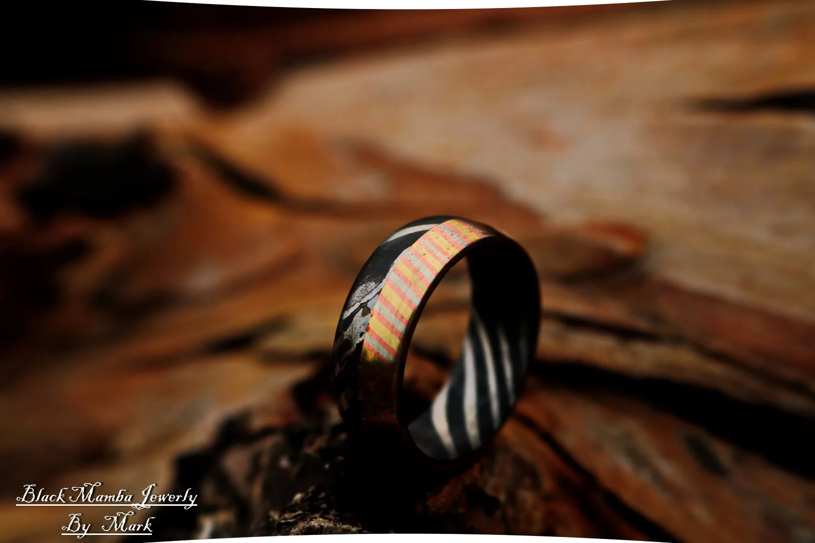 Betelgeuse - Handmade Damascus Steel Mens Ring - view 6