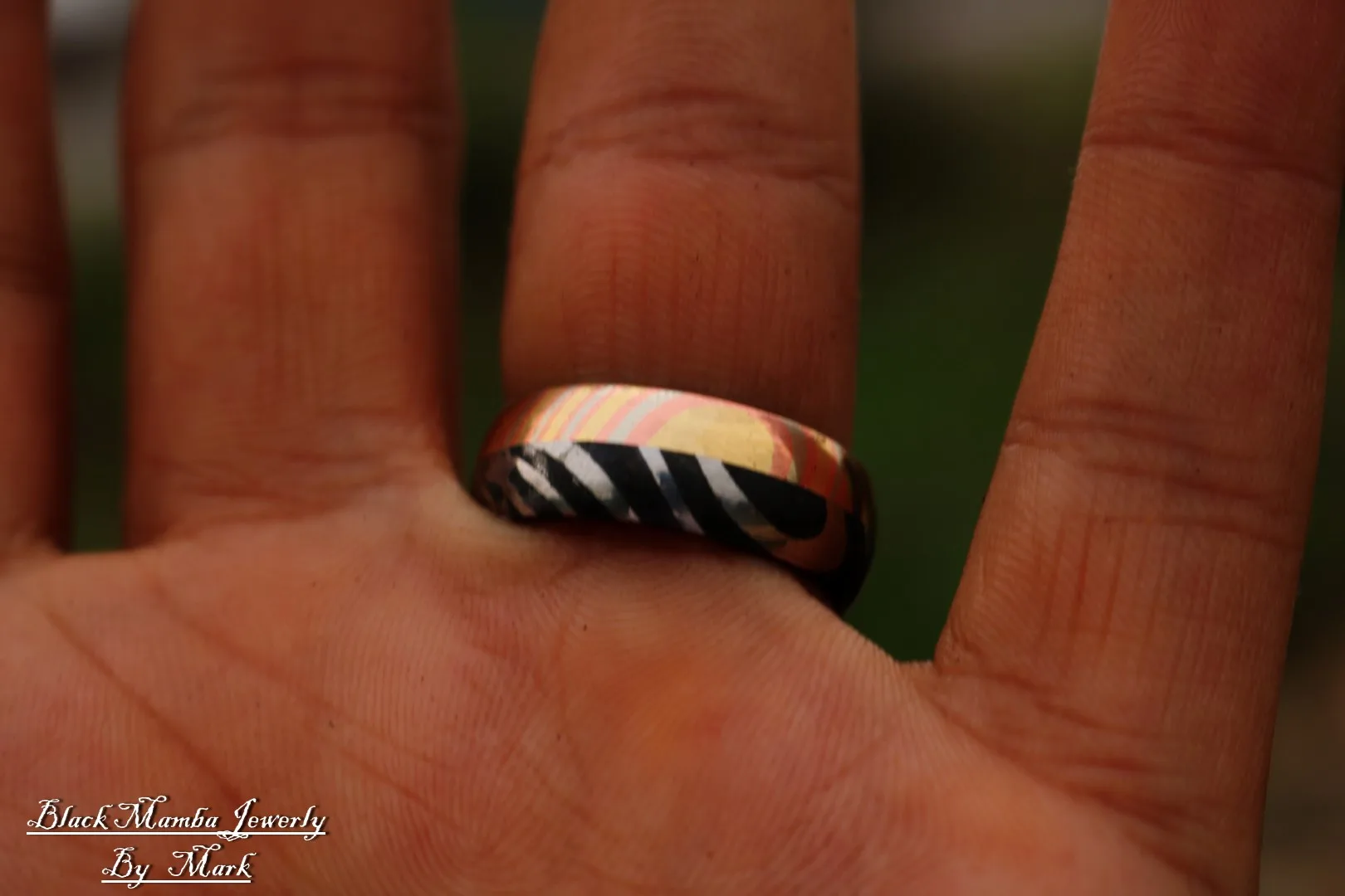 Betelgeuse - Handmade Damascus Steel Mens Ring - view 7