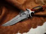 RED Dragon Slayer - Damascus Bowie Knife, 17.5″ Overall, Stag Handle