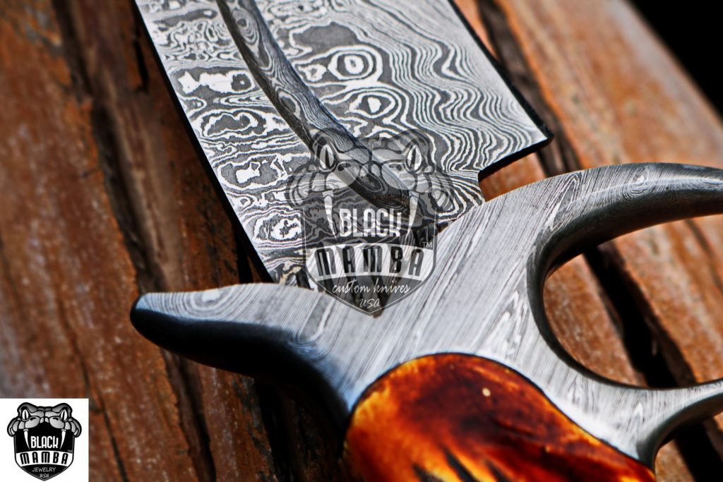 BMK-1005-LQ RED DRAGON SLAYER Knife 17.5″ Long 11″Blade ” 16oz Damascus Fixed Blade Hunting knife Damascus Steel Bowie Knife Black mamba Hand Made World Class knives USA Made - Image 7