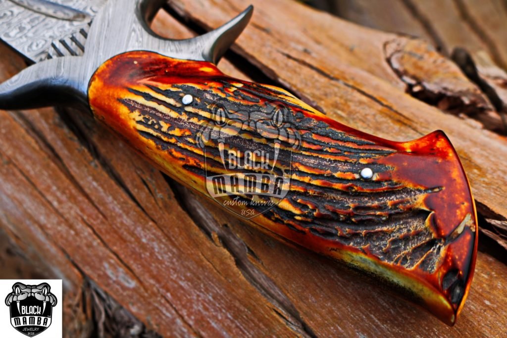 BMK-1005-LQ RED DRAGON SLAYER Knife 17.5″ Long 11″Blade ” 16oz Damascus Fixed Blade Hunting knife Damascus Steel Bowie Knife Black mamba Hand Made World Class knives USA Made - Image 8