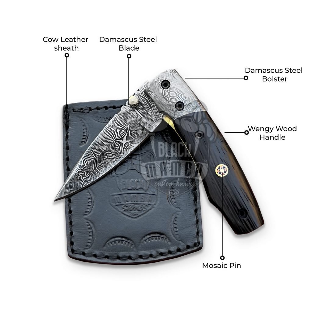 BMK-403 Viper 7″ Long 3″Blade” 5.6oz Damascus Pocket Knives Handmade Damascus Folding Knife Hand Made World Class Knives USA Made - Image 4
