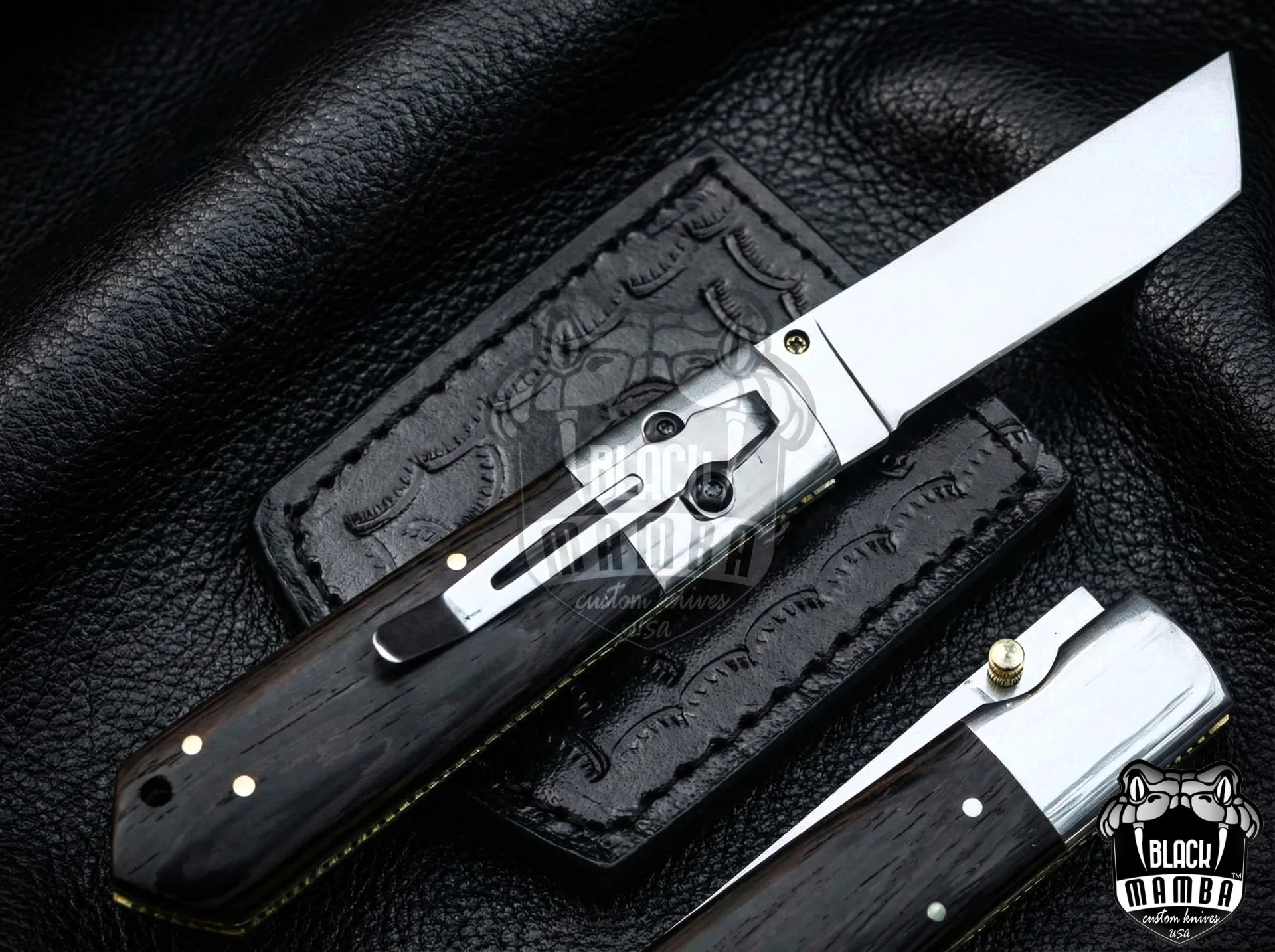Black Scorpion - 440C Steel Folding Pocket Knife, 8″ Overall, Wenge Handle