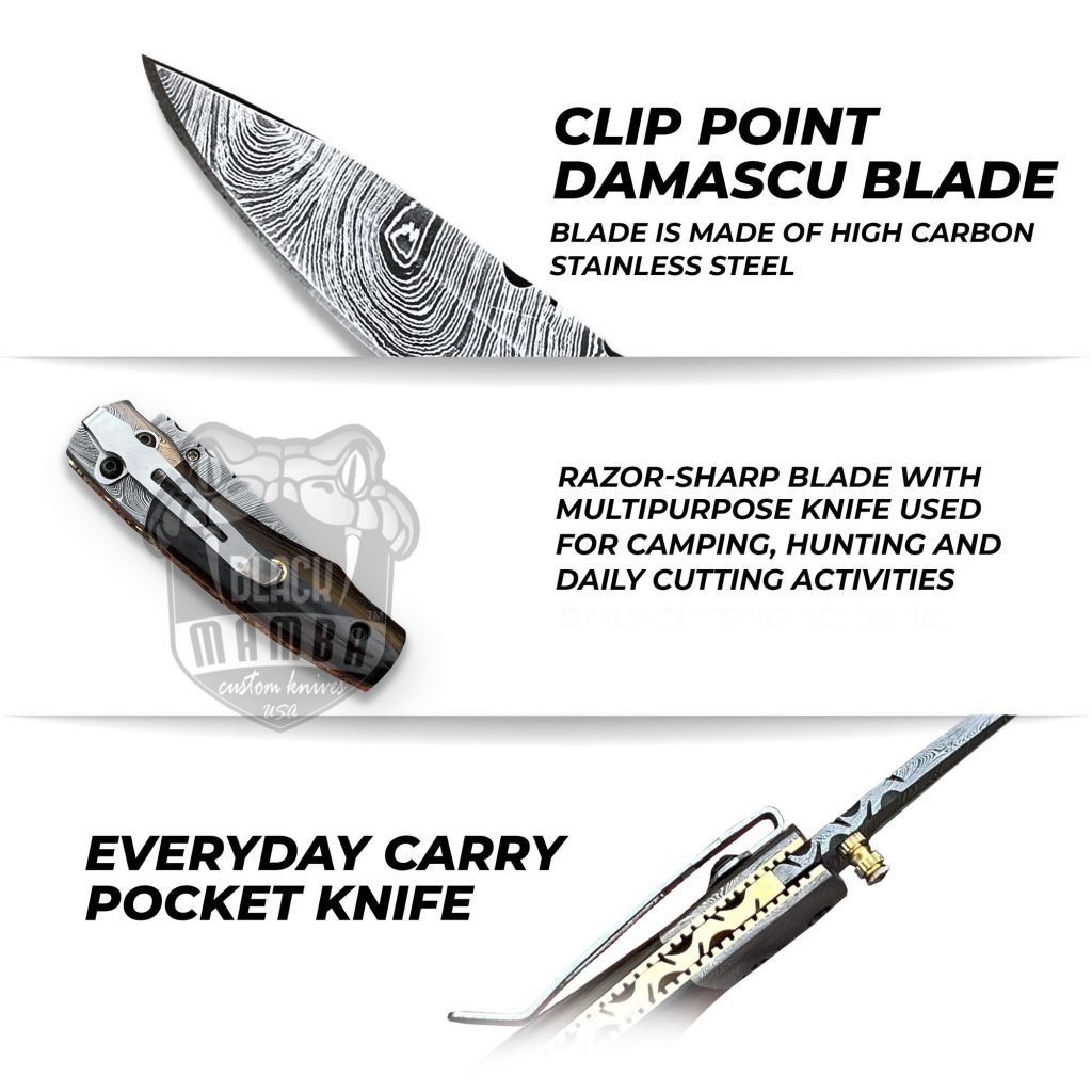 BMK-403 Viper 7″ Long 3″Blade” 5.6oz Damascus Pocket Knives Handmade Damascus Folding Knife Hand Made World Class Knives USA Made - Image 6
