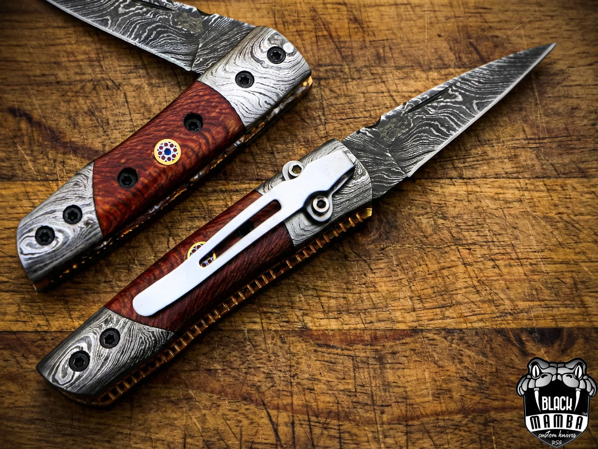 Corn Snake - Damascus Folding Pocket Knife, 3″ Overall - view 5