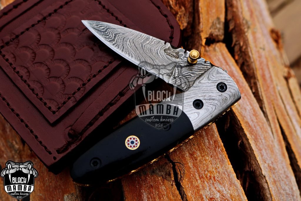 BMK-401 Pandinus 6″ Long 2.5″Blade” 5oz Damascus Pocket clip knives Handmade Damascus Pocket Folding Knife Black mamba Hand Made World Class knives USA Made - Image 2