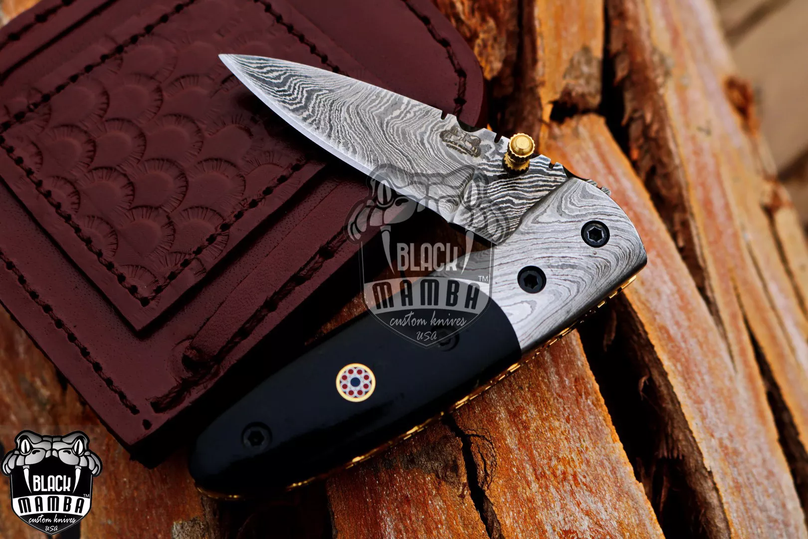 Pandinus - Damascus Folding Pocket Knife, 6″ Overall - view 2