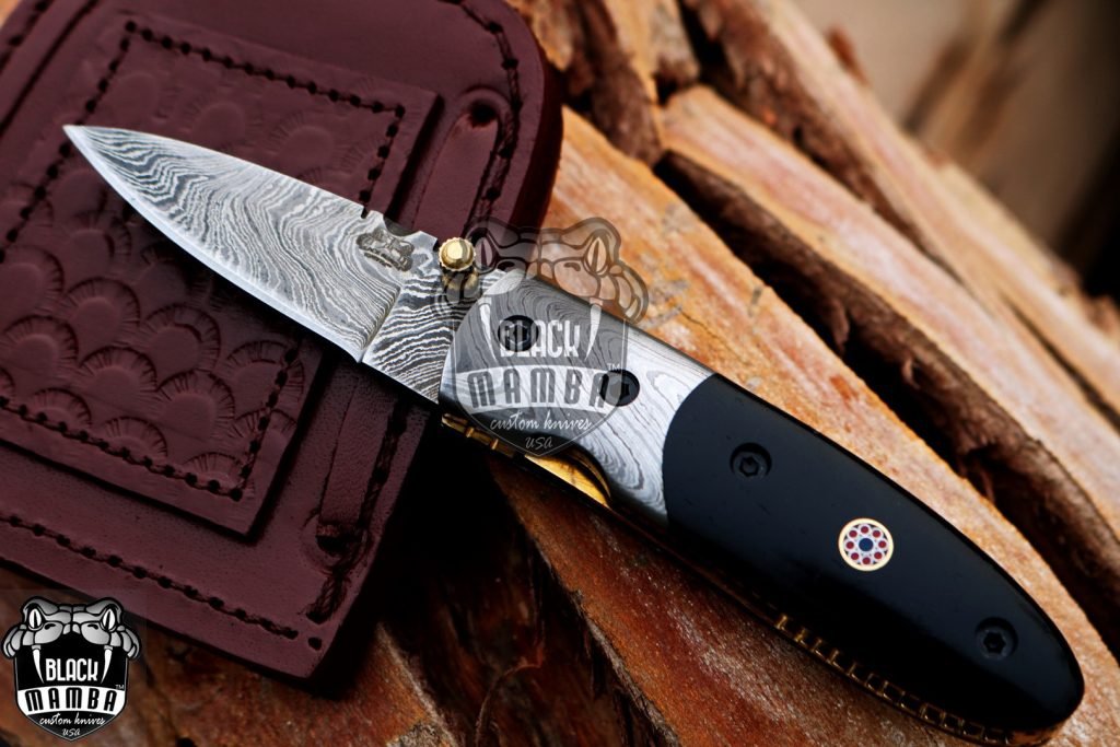 BMK-401 Pandinus 6″ Long 2.5″Blade” 5oz Damascus Pocket clip knives Handmade Damascus Pocket Folding Knife Black mamba Hand Made World Class knives USA Made - Image 6