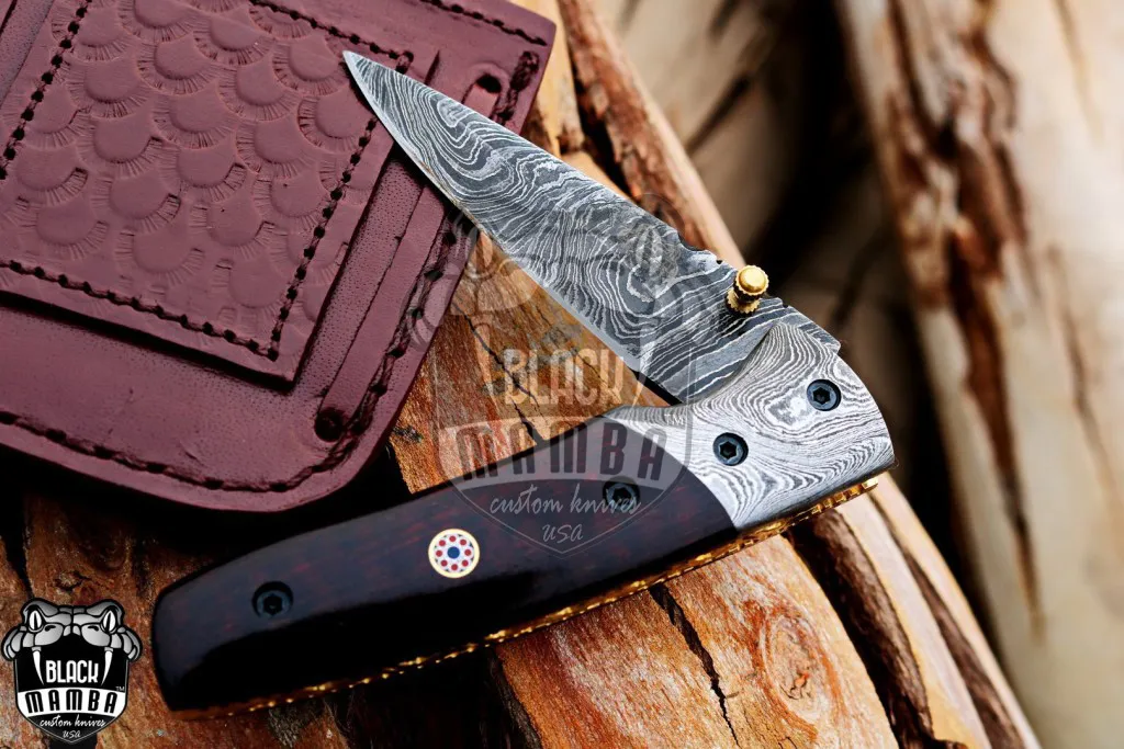 Vulcan - Damascus Folding Pocket Knife, 7″ Overall, Snake Wood Handle - view 3