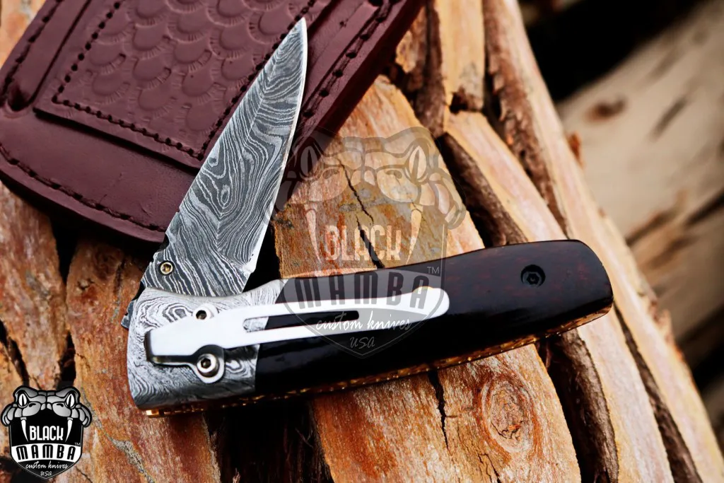 Vulcan - Damascus Folding Pocket Knife, 7″ Overall, Snake Wood Handle - view 4