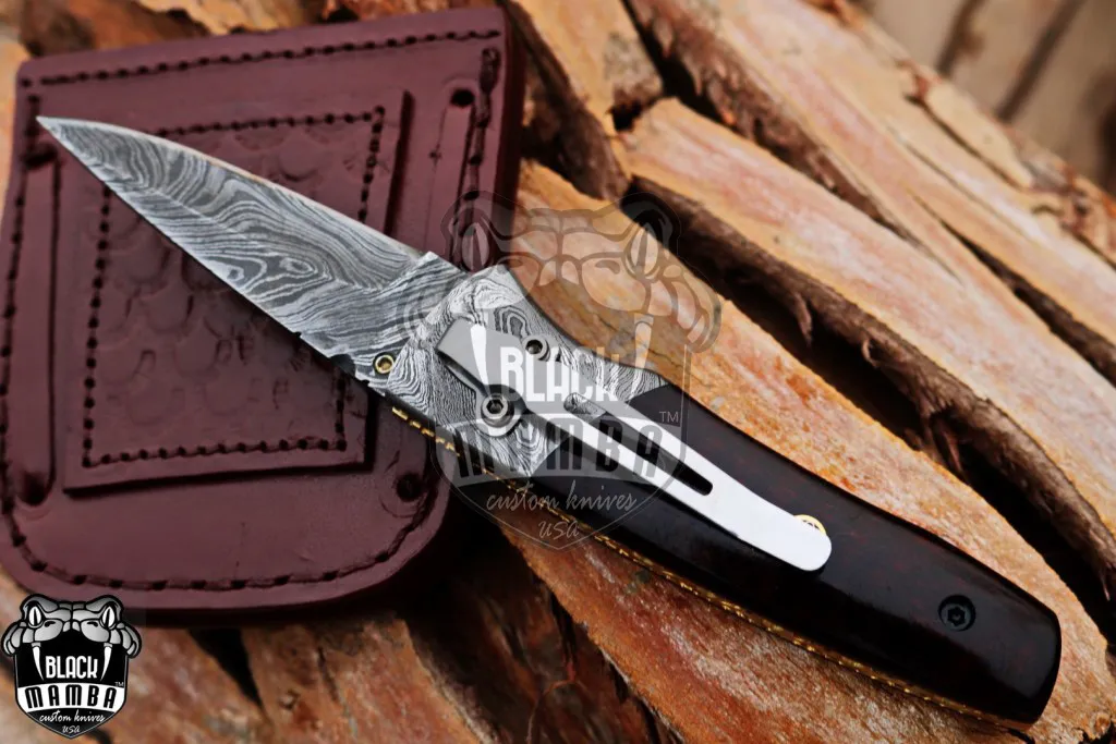 Vulcan - Damascus Folding Pocket Knife, 7″ Overall, Snake Wood Handle - view 5