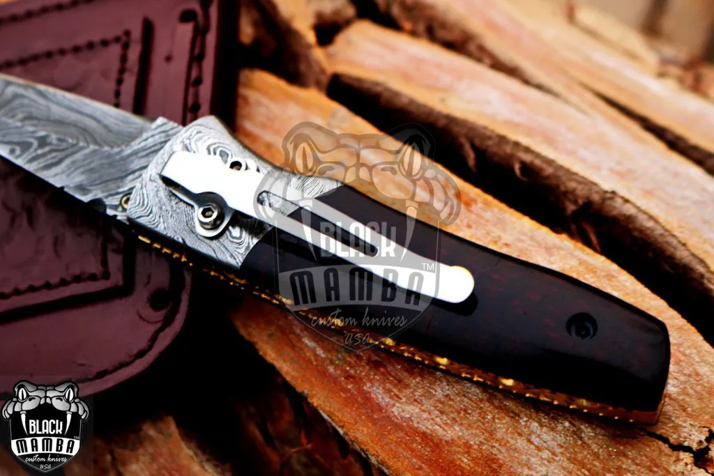Vulcan - Damascus Folding Pocket Knife, 7″ Overall, Snake Wood Handle - view 7