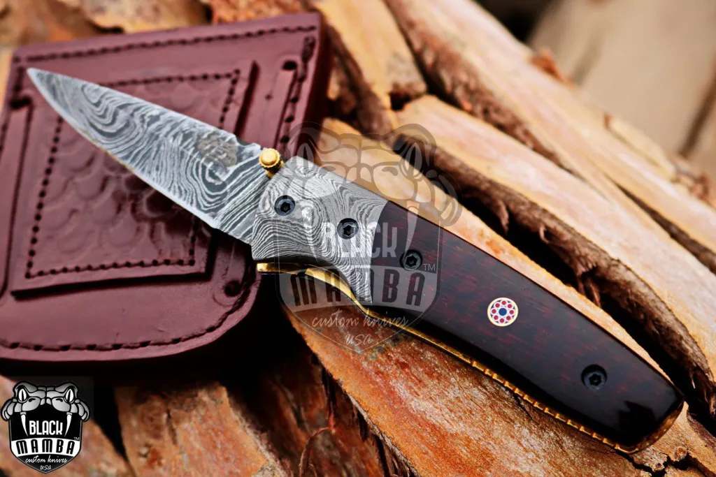 Vulcan - Damascus Folding Pocket Knife, 7″ Overall, Snake Wood Handle - view 8