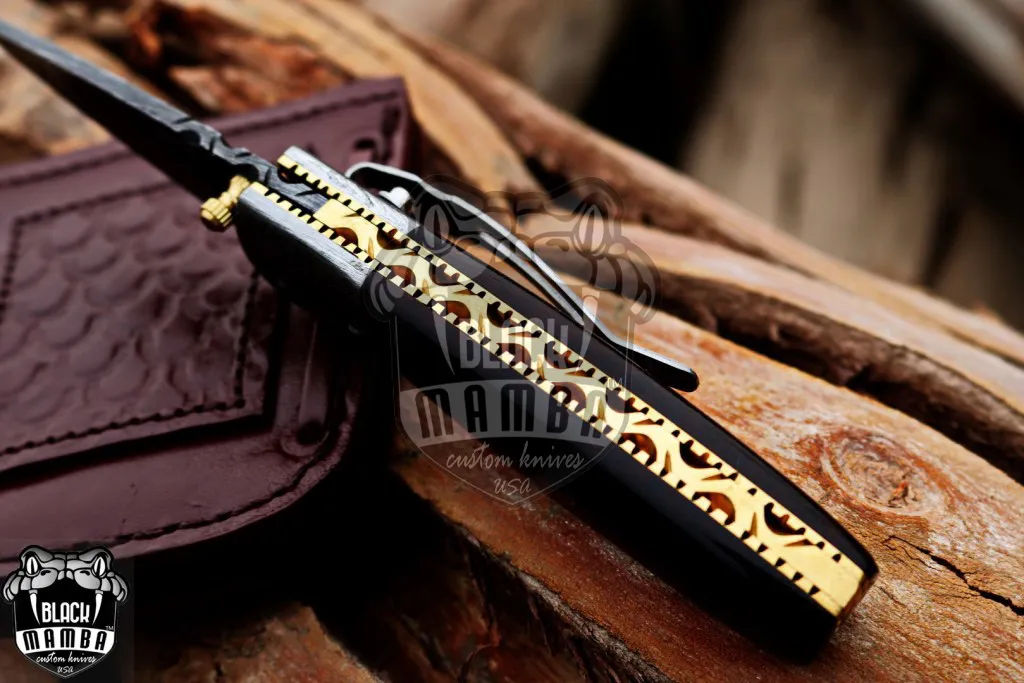 Vulcan - Damascus Folding Pocket Knife, 7″ Overall, Snake Wood Handle - view 9