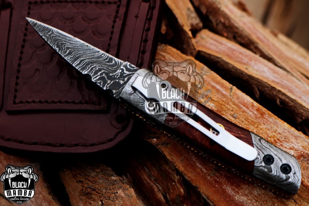 BMK-633 Corn snake 3″ Long 3.5″Blade” 4oz Damascus Pocket Clip Knives Handmade Damascus Pocket Folding Knife Hand Made World Class Knives - Image 3