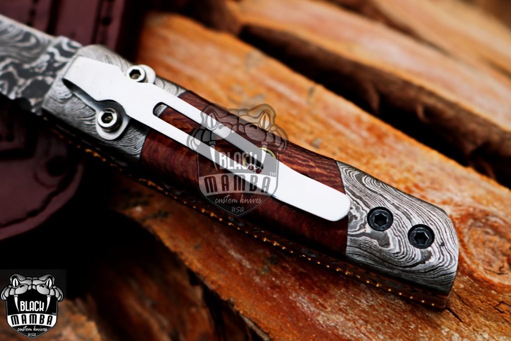 BMK-633 Corn snake 3″ Long 3.5″Blade” 4oz Damascus Pocket Clip Knives Handmade Damascus Pocket Folding Knife Hand Made World Class Knives - Image 5