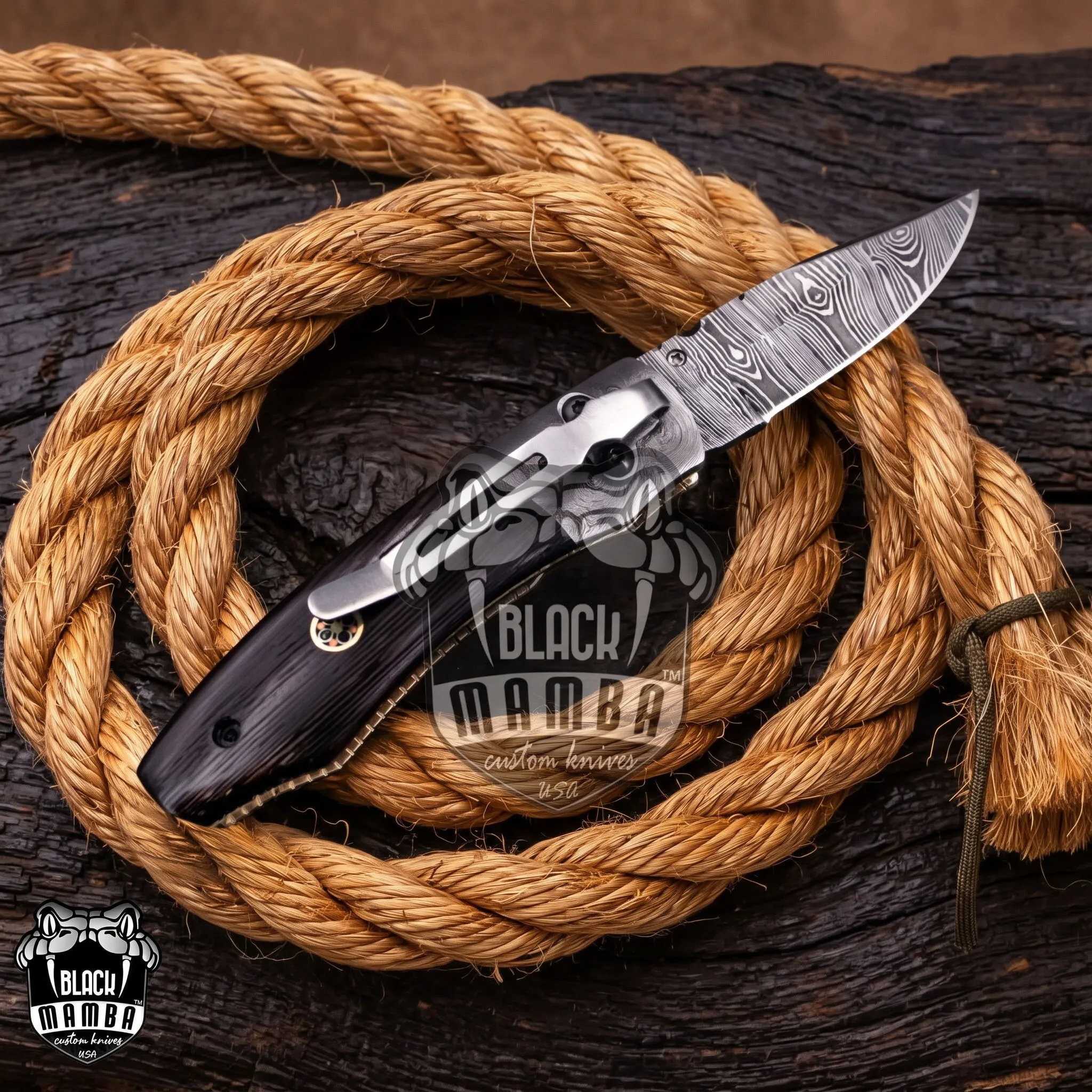 Viper 7″ Long 3″ Blade” 5.6oz Damascus Pocket Knives Handmade Damascus Folding Knife Hand Made World Class Knives USA Made | BMK-403 - view 6
