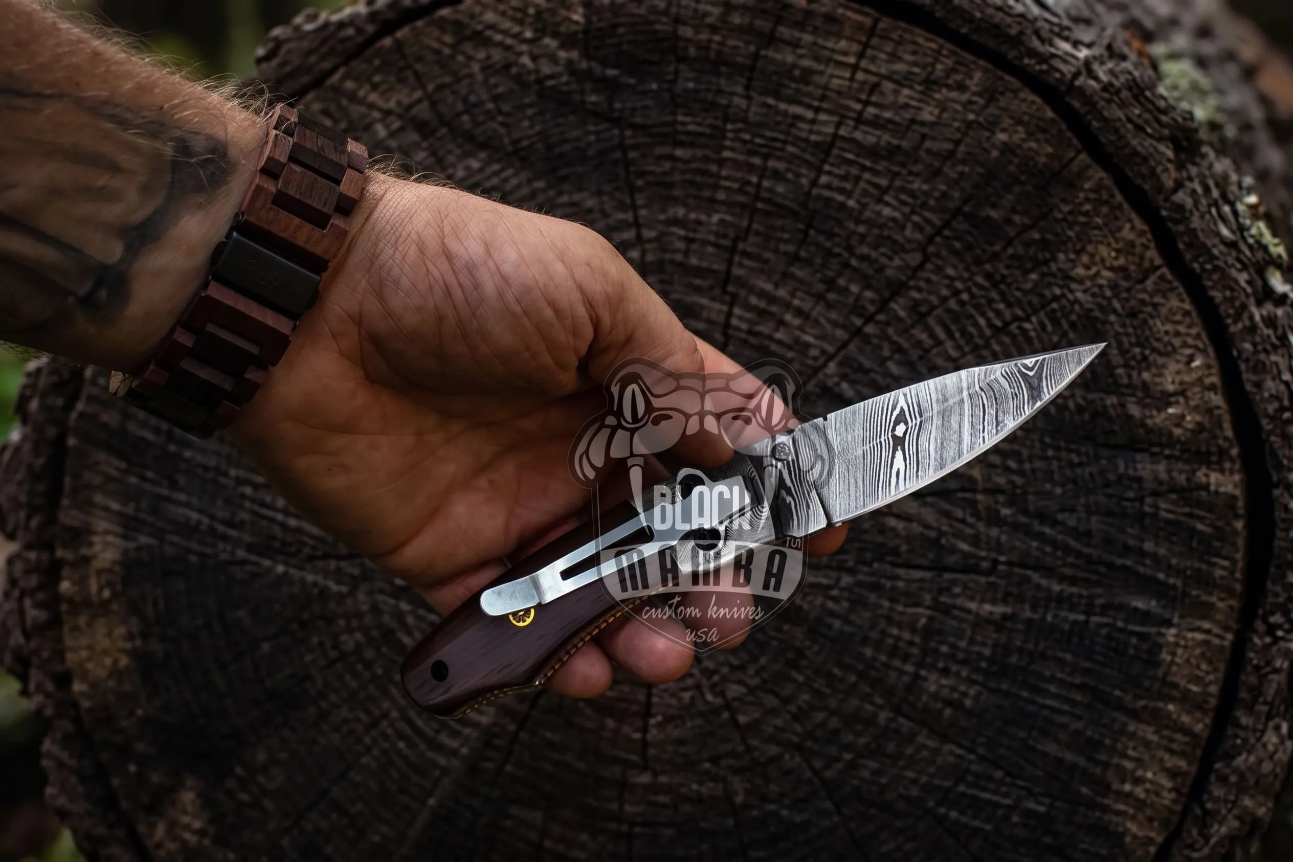 Viper 7″ Long 3″ Blade” 5.6oz Damascus Pocket Knives Handmade Damascus Folding Knife Hand Made World Class Knives USA Made | BMK-403 - view 3