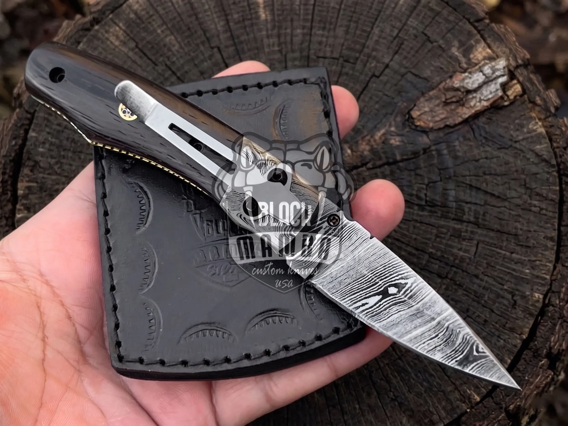 Viper 7″ Long 3″ Blade” 5.6oz Damascus Pocket Knives Handmade Damascus Folding Knife Hand Made World Class Knives USA Made | BMK-403 - view 5
