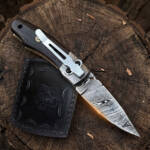 Viper – Damascus Folding Pocket Knife, 7″ Overall, Wood Handle