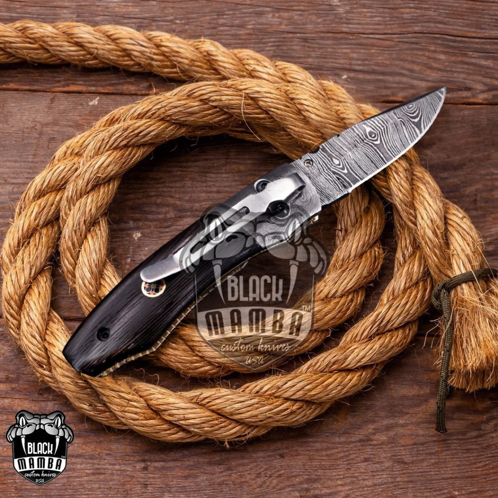 BMK-403 Viper 7″ Long 3″Blade” 5.6oz Damascus Pocket Knives Handmade Damascus Folding Knife Hand Made World Class Knives USA Made - Image 3