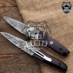 BMK-404 Vulcan 7″ Long 3″Blade” 5.2oz Damascus Pocket Clip Knives Handmade Damascus Pocket Folding Snake wood Knife Hand Made World Class Knives USA Made