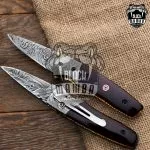 Vulcan - Damascus Folding Pocket Knife, 7″ Overall, Snake Wood Handle