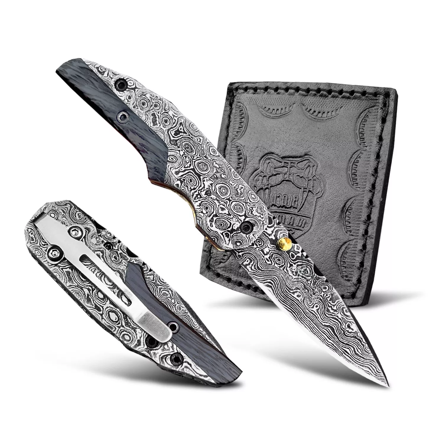 Hippopotamus - Damascus Folding Pocket Knife, 6.5″ Overall - view 6