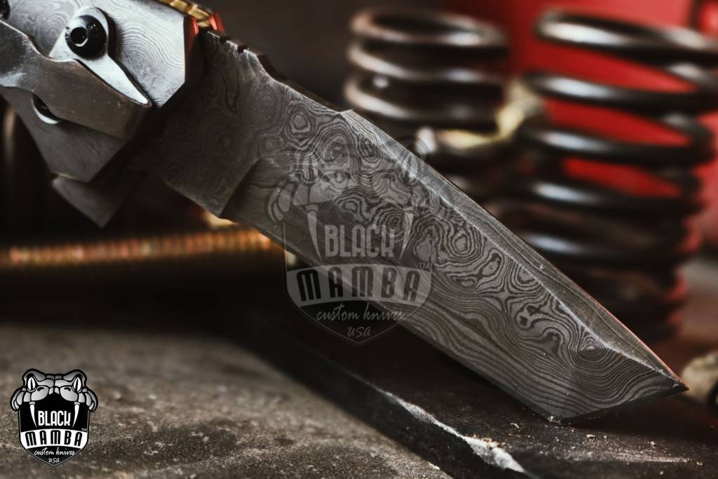 BMK-414 Indian red scorpion 7″ Long 3 ″Blade” 6oz Damascus TANTO Pocket Knives Handmade Damascus Pocket Folding Snake wood Knife Black Mamba Hand Made World Class Knives USA Made - Image 9
