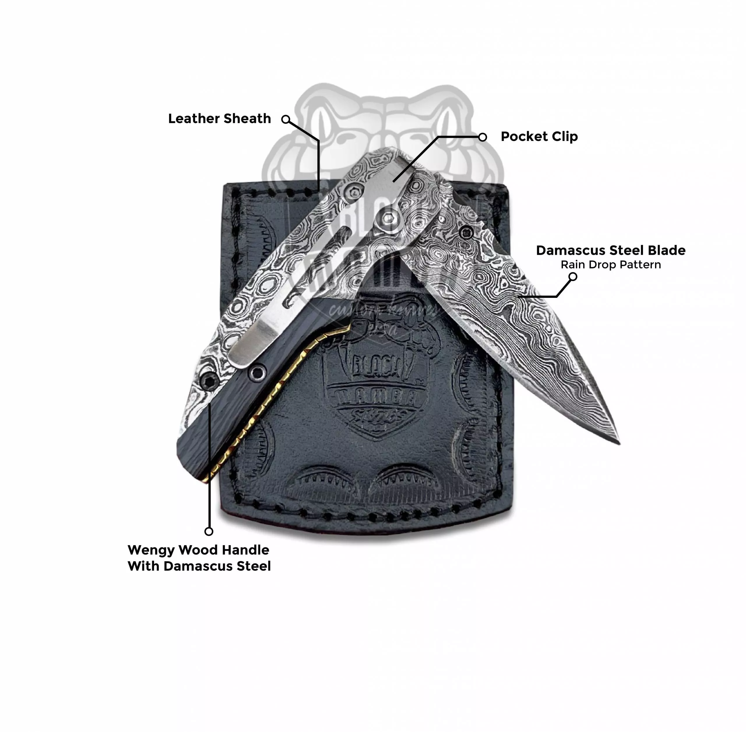 Hippopotamus - Damascus Folding Pocket Knife, 6.5″ Overall - view 5