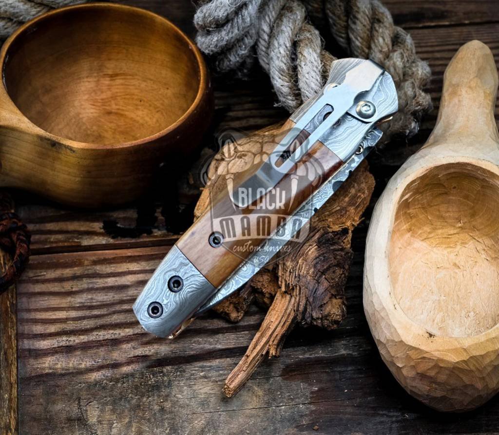 BMK- 416 Dugite 7.2″ Long 3.2″Blade” 5oz Damascus Pocket Knife Handmade Damascus Pocket Folding Knife Black Mamba Hand Made World Class Knives - Image 8